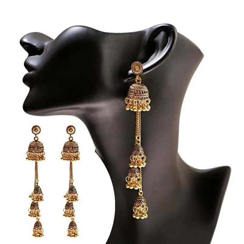 Ladies earrings prong set designs-Femmes Drop Earrings