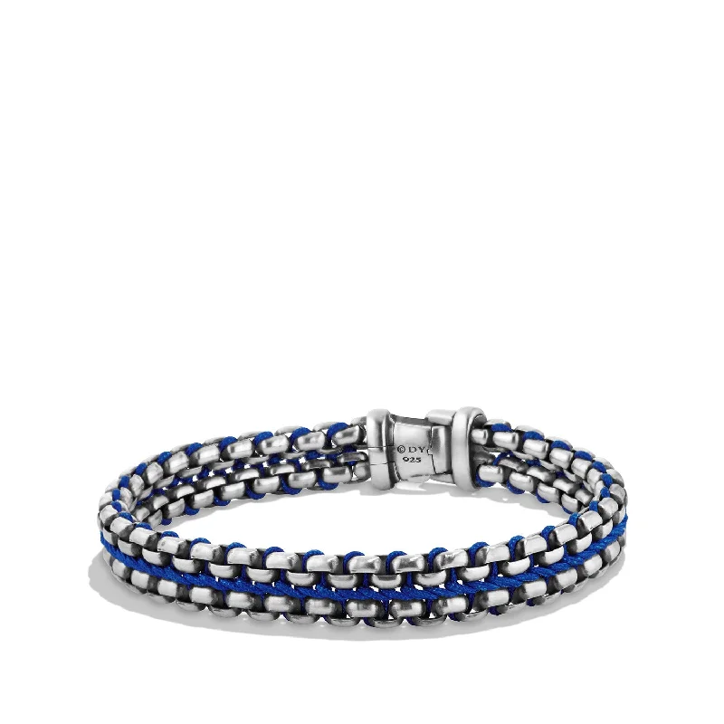 ladies bracelet polished valentine’s-David Yurman Men's Woven Box Chain Bracelet in Blue