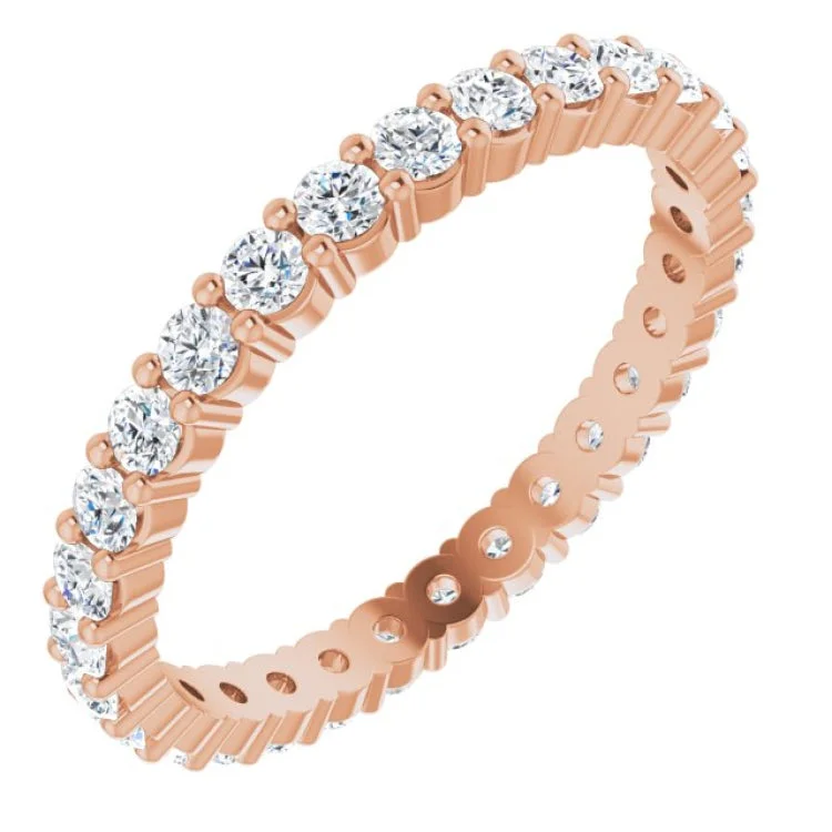 Ladies rings artisan cooperative rings-14K Rose 1 CTW Lab-Grown Diamond Eternity Band Size 6.5