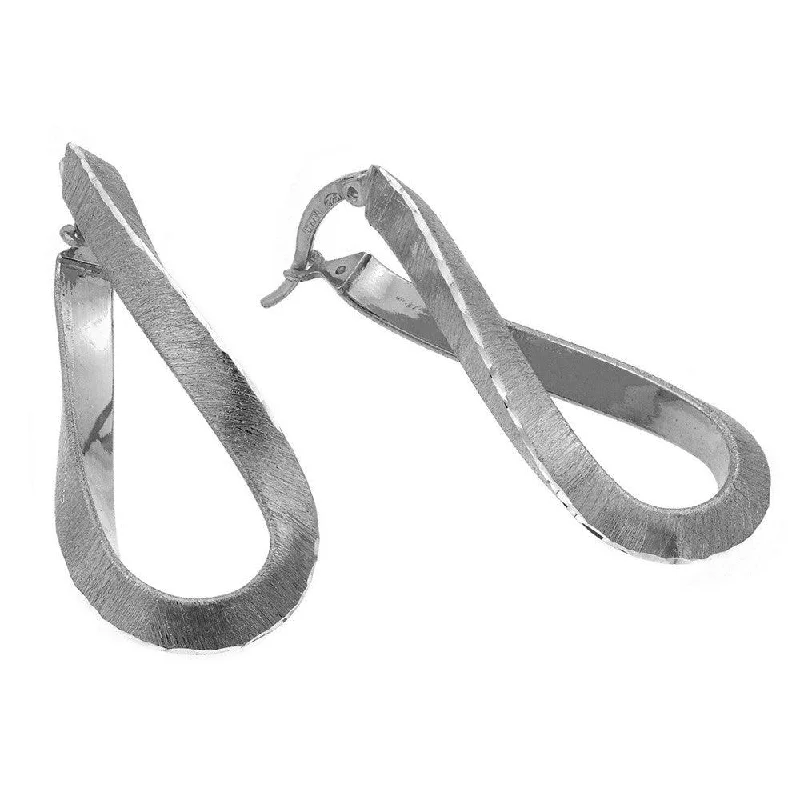 Ladies earrings medium drop styles-Silver 925 Rhodium Plated Twisted Italian Stud Earrings - ITE00076RH