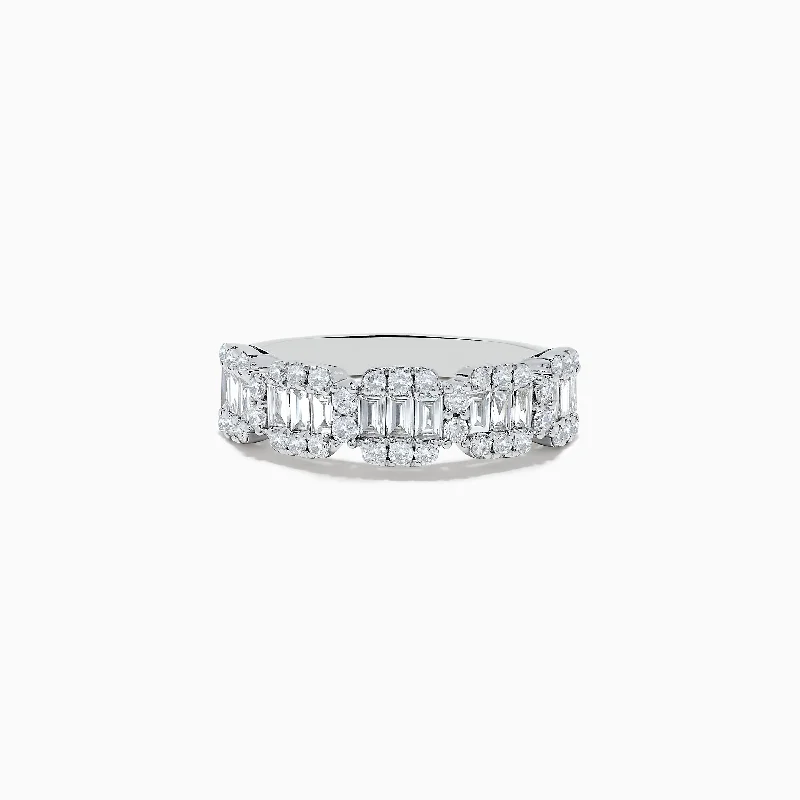 Ladies rings engraved name designs-Classique 14K White Gold Diamond Band 0.88 TCW