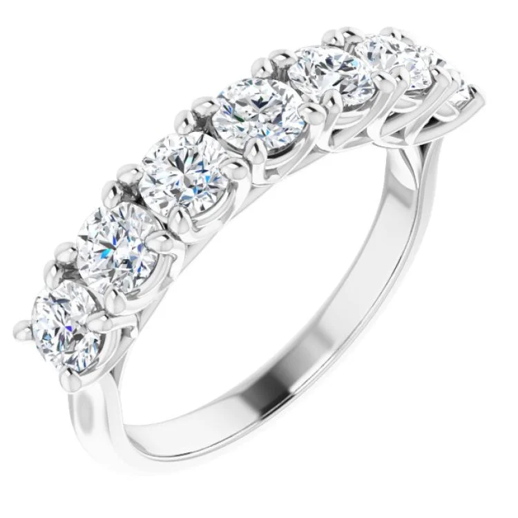 Ladies rings bezel set designs-14K White 1 1/3 CTW Natural Diamond Seven-Stone Anniversary Band