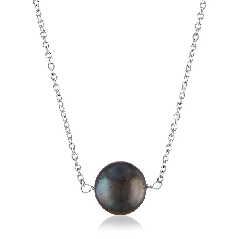 ladies necklace fall holiday-Black Pearl Necklace