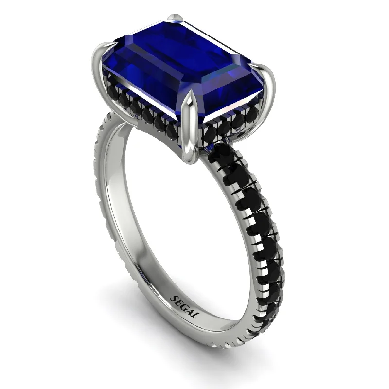 Ladies engagement rings luxurious solitaires-Emerald-Cut Sapphire Pavé Engagement Ring - Daphne No. 45