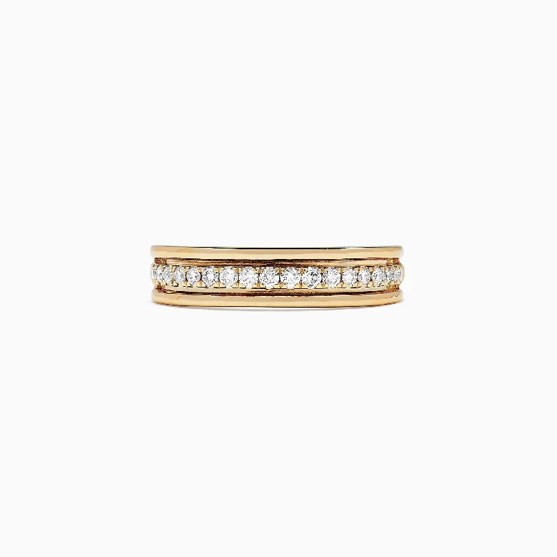 Ladies rings Victorian era styles-D'Oro 14K Yellow Gold Diamond Band, 0.25 TCW