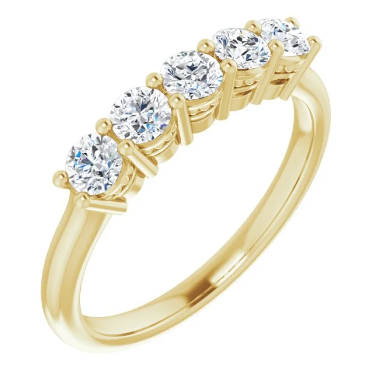 Ladies rings shiny gold rings-14K Yellow 5/8 CTW Natural Diamond Anniversary Band