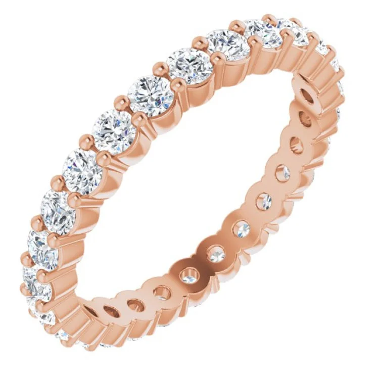 Ladies rings impressionist vibe rings-14K Rose 7/8 CTW Natural Diamond Eternity Band Size 5.5