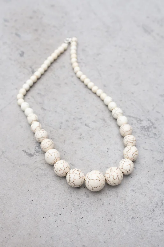 ladies necklace sapphire birthstone-White Howlite Necklace 18"