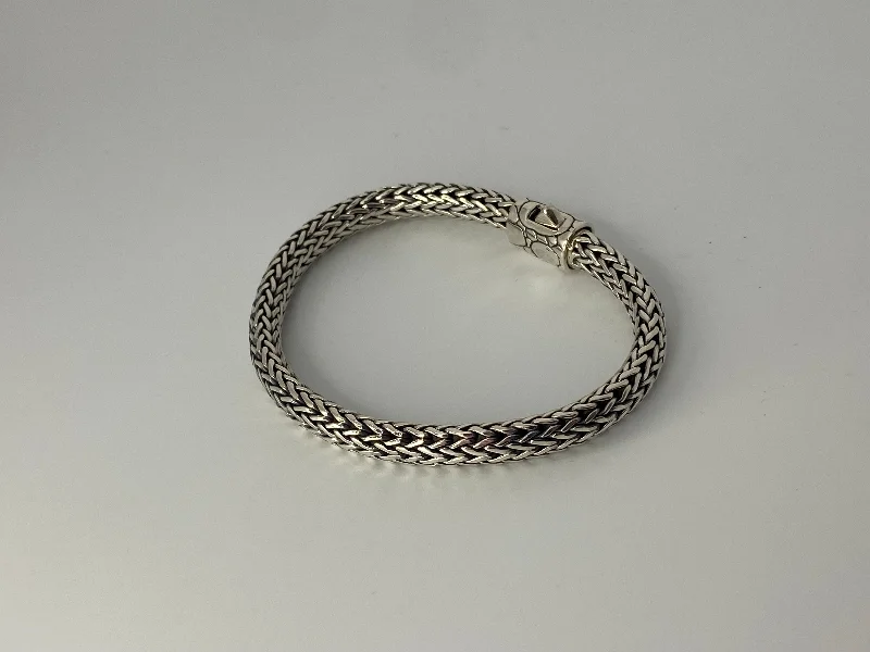 ladies bracelet woven name-Braided Silver Bracelet