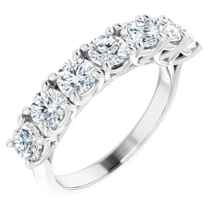 Ladies rings adjustable size options-14K White 1 5/8 CTW Natural Diamond Seven-Stone Anniversary Band