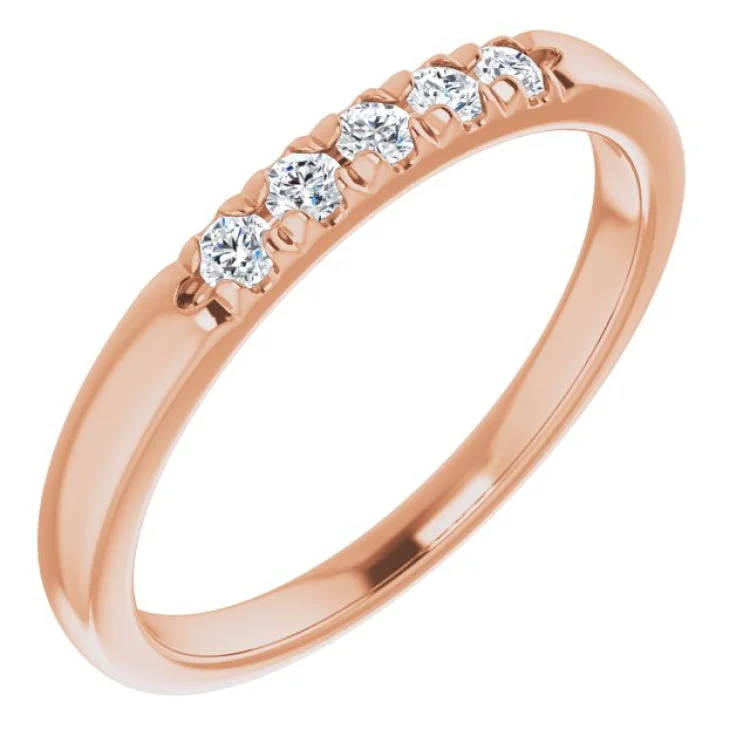 Ladies rings vibrant shade designs-14K Rose 1/6 CTW Natural Diamond Anniversary Band