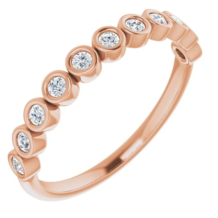 Ladies rings beaded accent styles-14K Rose 1/5 CTW Natural Diamond Anniversary Band