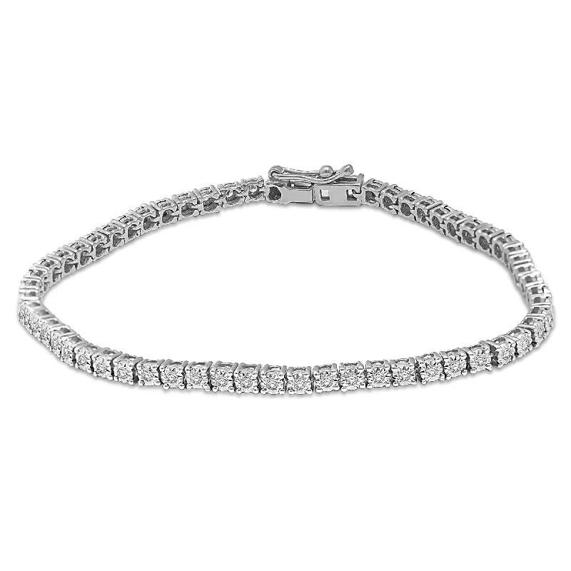 ladies bracelet premium onyx-Diamond 5.25 Ct.Tw. Illusion Tennis Bracelet in 14K White Gold