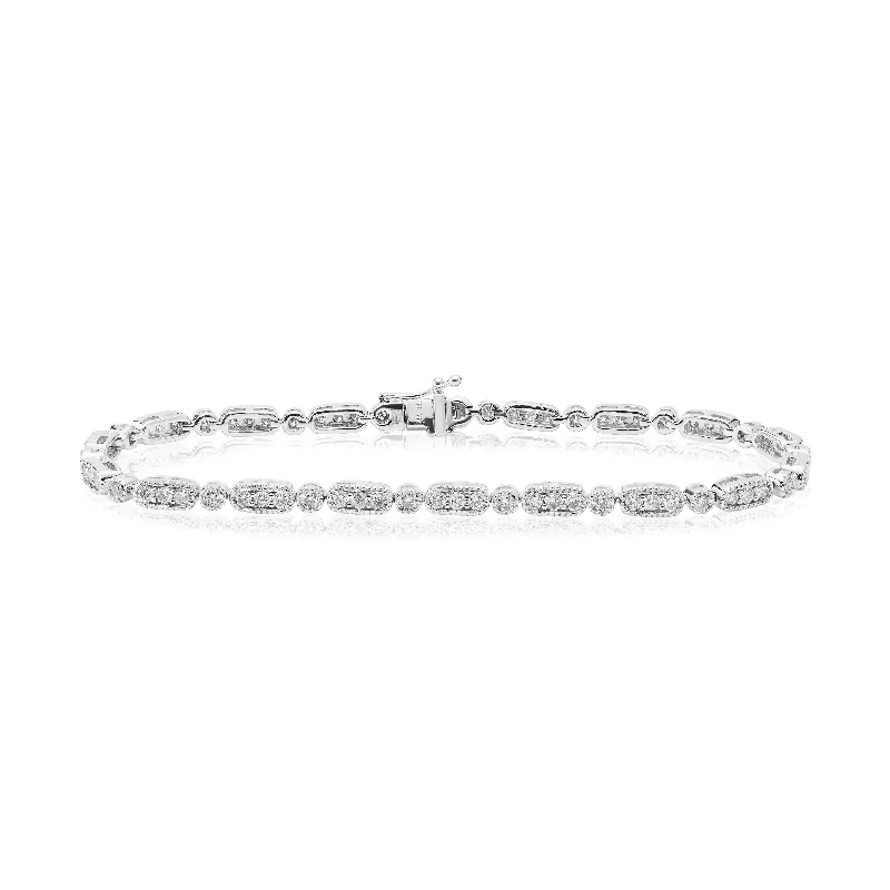 ladies bracelet summer valentine’s-White Gold Diamond Vintage Bracelet