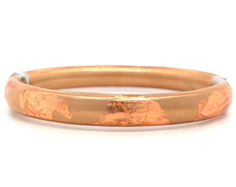 ladies bracelet premium yellow topaz-Sterling Silver, Gold Leaf, & Rose Gold Enamel Bangle Bracelet by SOHO