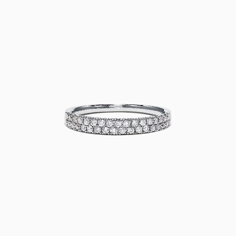 Ladies rings architectural style rings-Pave Classica 14K White Gold Two Row Pave Diamond Band, 0.37 TCW