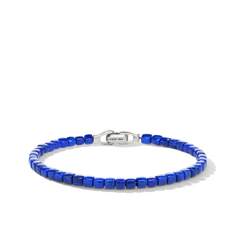 ladies bracelet halo custom-David Yurman Mens Spiritual Beads Cushion Bracelet with Lapis