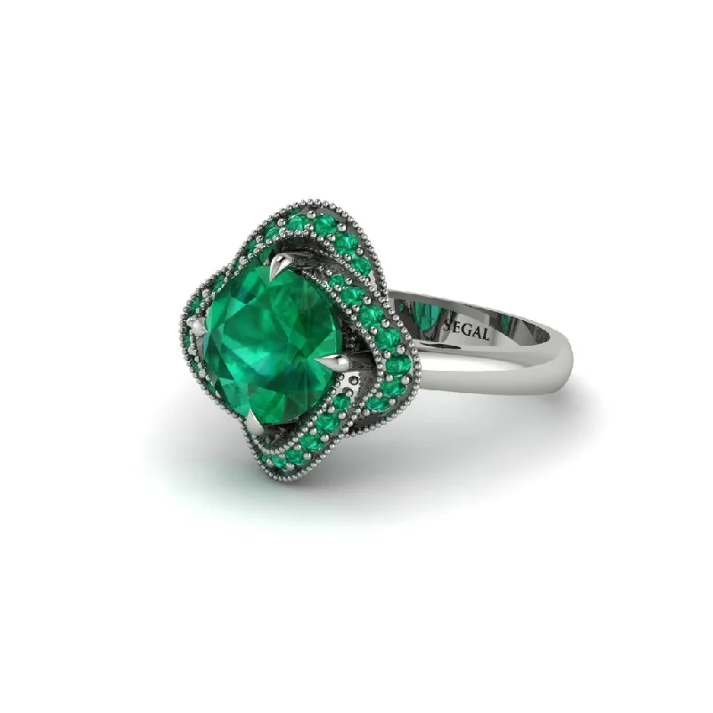 Ladies engagement rings European flair-Emerald Floral Infinity Engagement Ring - Brinley No. 21