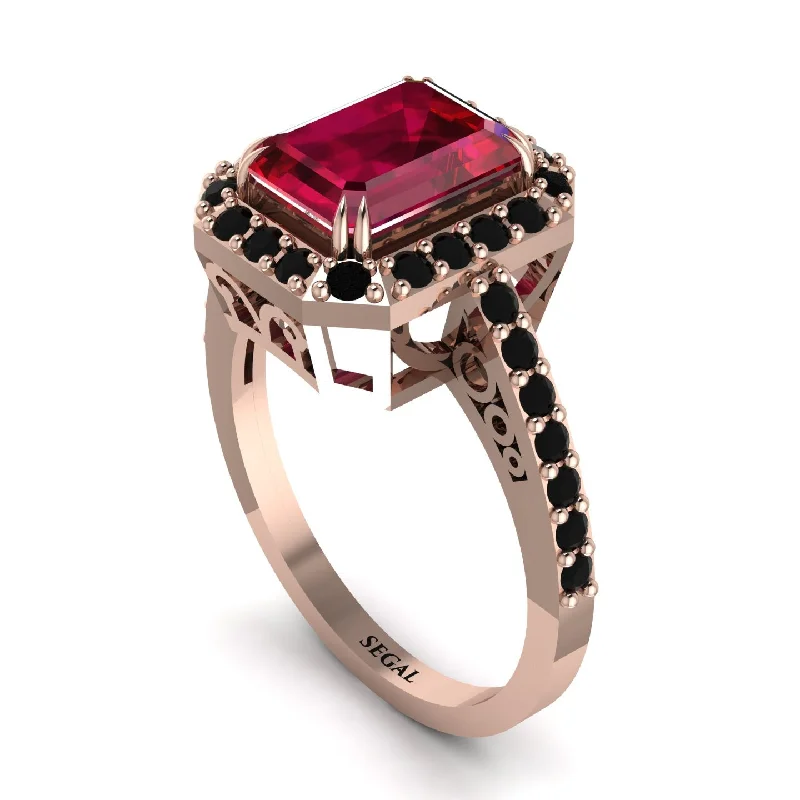 Ladies engagement rings affordable finds-Emerald Cut Ruby Vintage-Inspired Engagement Ring - Addilyn No. 41