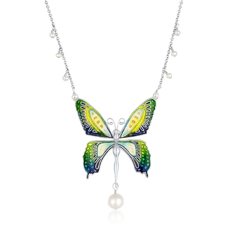 ladies necklace elegant tassel-Enamel Limited Edition Butterfly Necklace