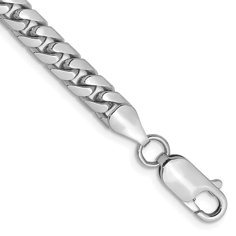 ladies bracelet polished cyber monday-14K White Gold 5mm Solid Miami Cuban Link with Lobster Clasp Bracelet