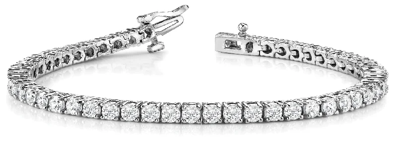 ladies bracelet engraved pave-5.22ct Natural Diamond Tennis Bracelet in 14K White  Gold