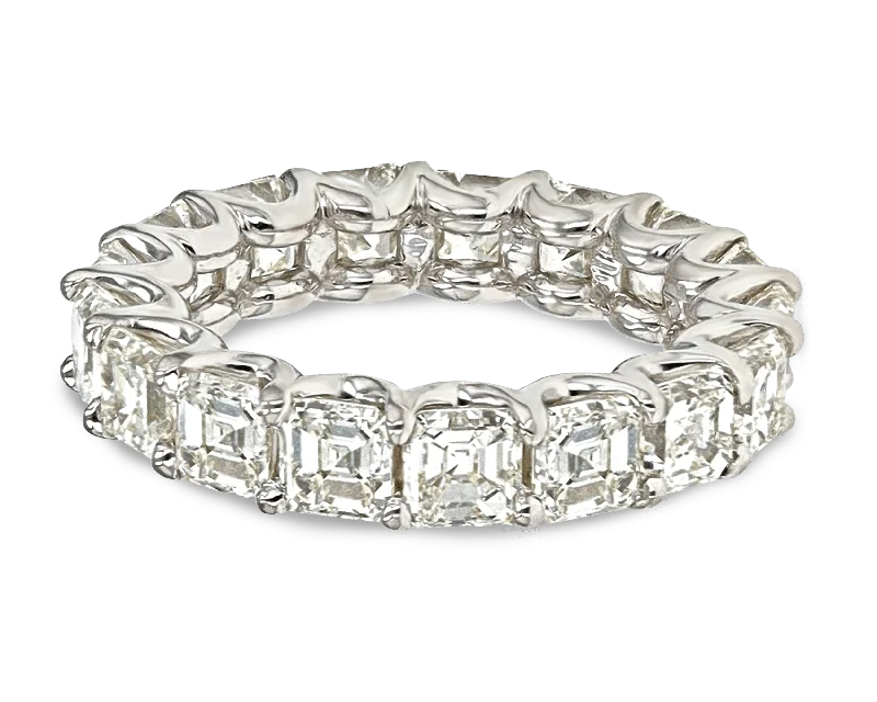 Ladies rings elegant gold designs-Asscher-Cut Diamond Eternity Band, 6.79 Carats