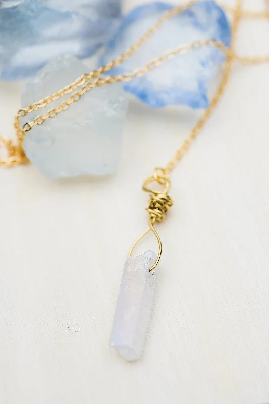 ladies necklace modern opal-Short White Crystal Necklace