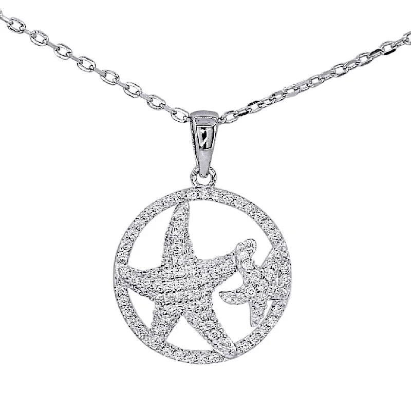 ladies necklace rope length zodiac-Star Fish Family Necklace