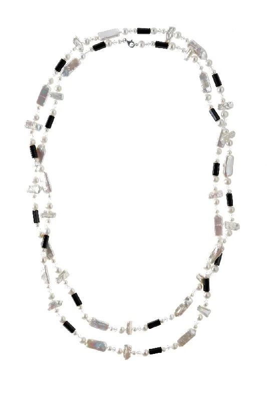 ladies necklace black diamond winter-Pearl & Barrel Agate Necklace