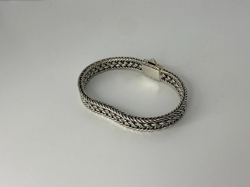 ladies bracelet braided zodiac-Silver with Gold bracelet with webbing motif chain