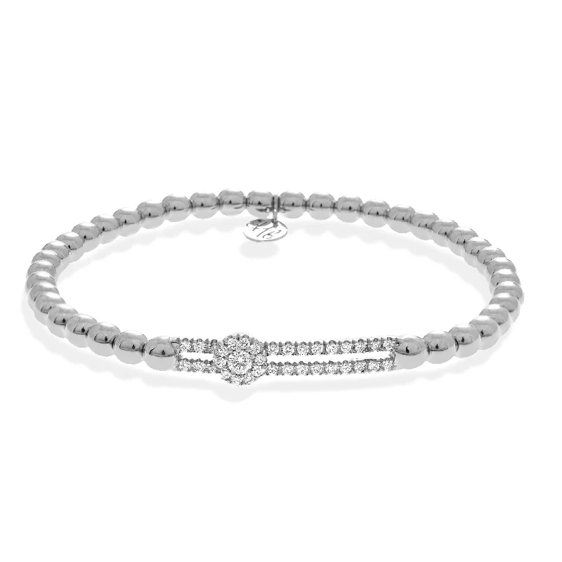 ladies bracelet fall cyber monday-Hulchi Belluni Fidget Bracelet Single Pave Diamond Station White Gold 20352AH4-WW