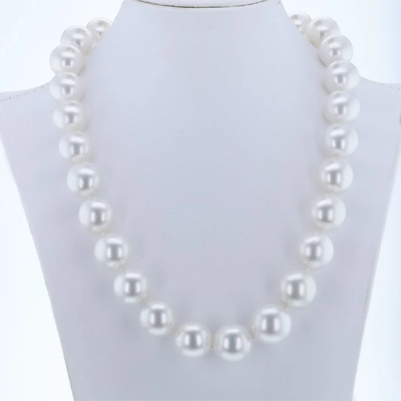 ladies necklace collar engraved-Pearl & Diamond Necklace