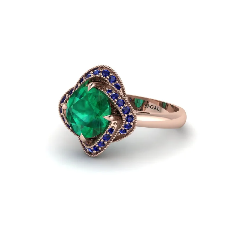 Ladies engagement rings anniversary solitaires-Emerald Floral Infinity Engagement Ring - Brinley No. 65