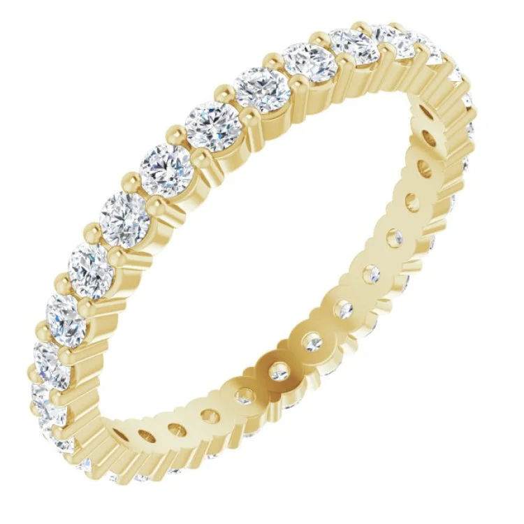 Ladies rings bold color rings-14K Yellow 1 CTW Lab-Grown Diamond Eternity Band Size 7.5