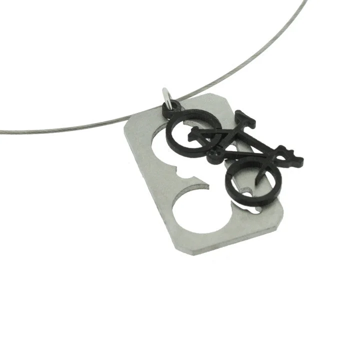 ladies necklace premium solitaire-Bicycle Dog Tag Necklace