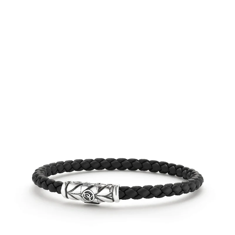 ladies bracelet gothic diamond-David Yurman Men's Chevron Bracelet in Black 6mm