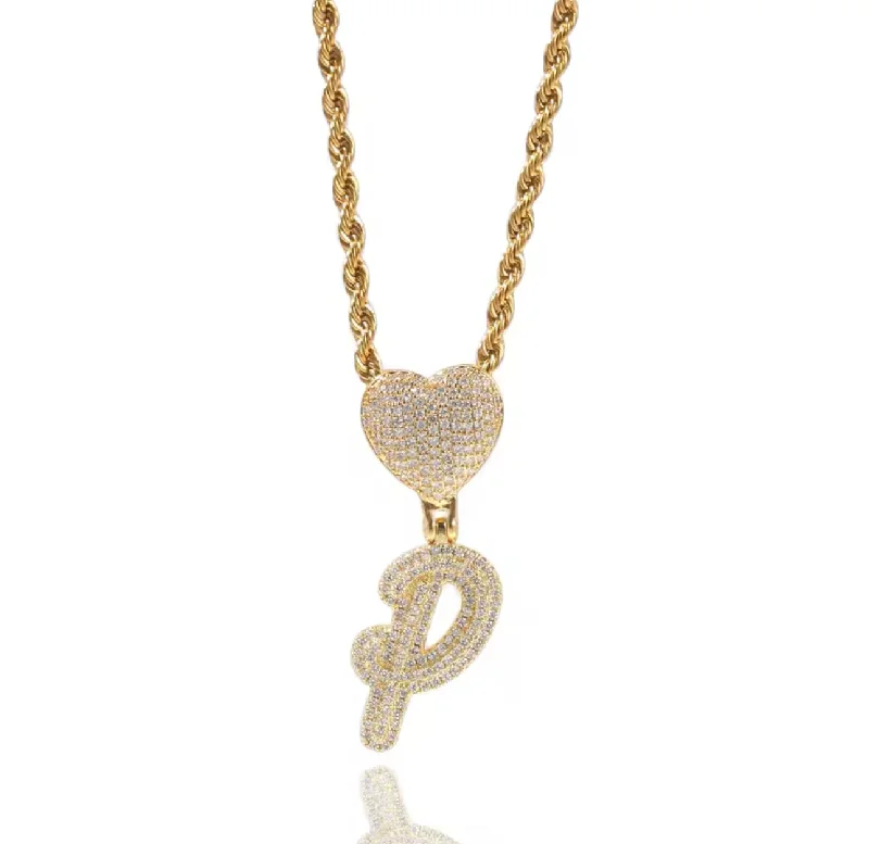 ladies necklace gold timeless-Luxe Heart Initial Necklace