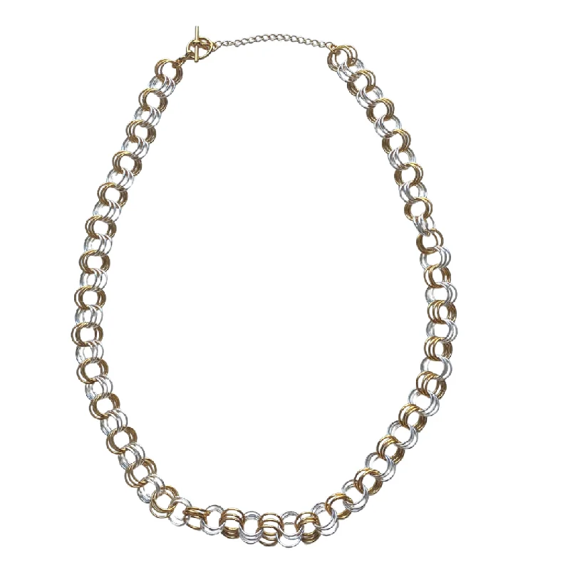 ladies necklace lariat hammered-The Kyna Two-Tone Necklace