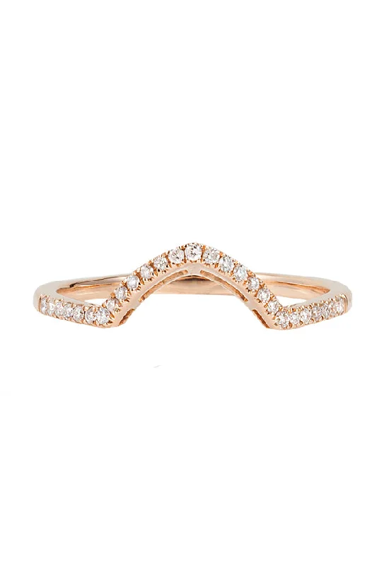 Ladies rings pave set designs-Pave Classica 14K Rose Gold Curved Diamond Stacking Band