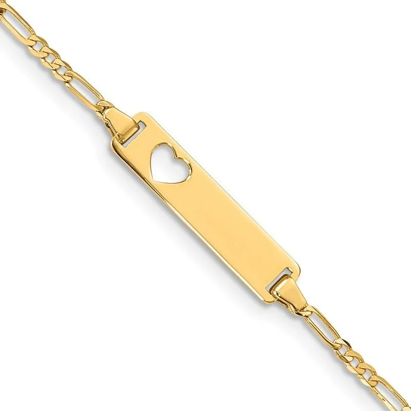 ladies bracelet holiday constellation-14k Cut-out Heart Figaro Link ID Bracelet