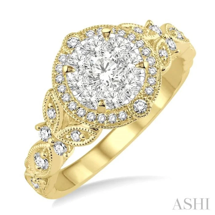 Ladies engagement rings romantic picks-5/8 Ctw Diamond Lovebright Engagement Ring in 14K Yellow and White Gold