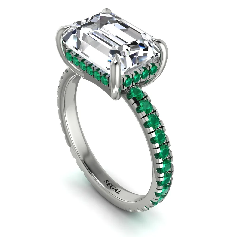 Ladies engagement rings bold solitaires-Emerald-Cut Diamond Pavé Engagement Ring - Daphne No. 18