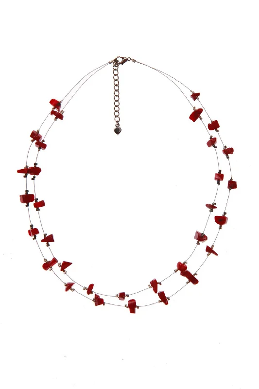 ladies necklace cross animal-Coral Wire Necklace