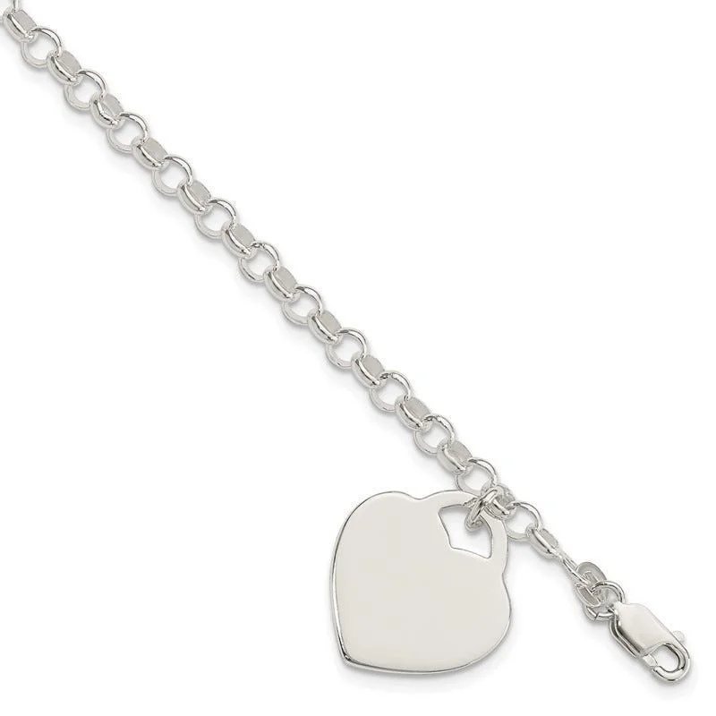 ladies bracelet sleek twisted-Sterling Silver Polished Engraveable Heart Bracelet