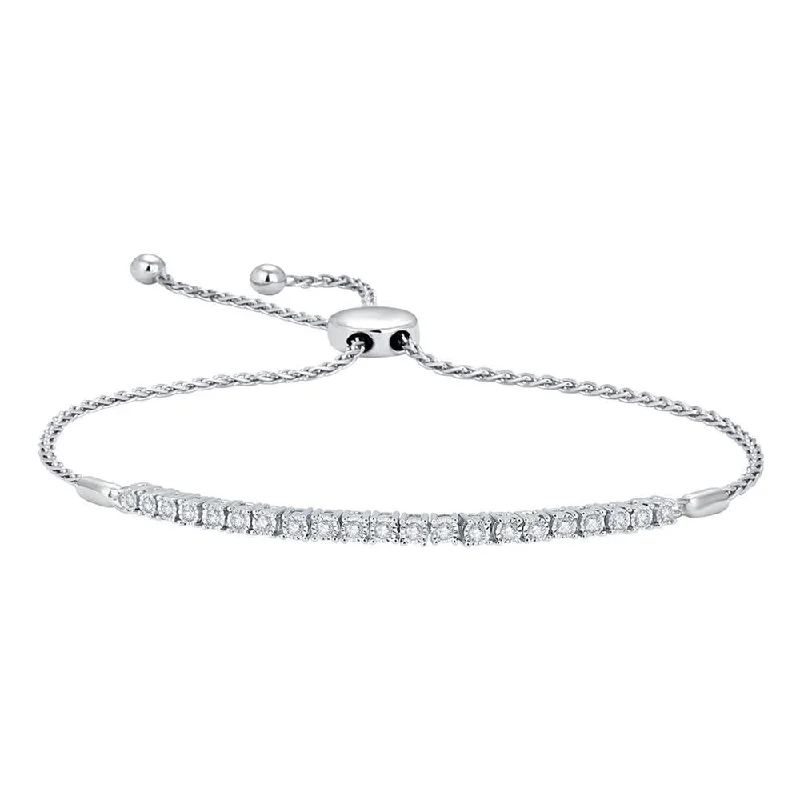 ladies bracelet winter spring-10K White Gold 1/4 Ct.Wt. Diamond Bolo Bracelet