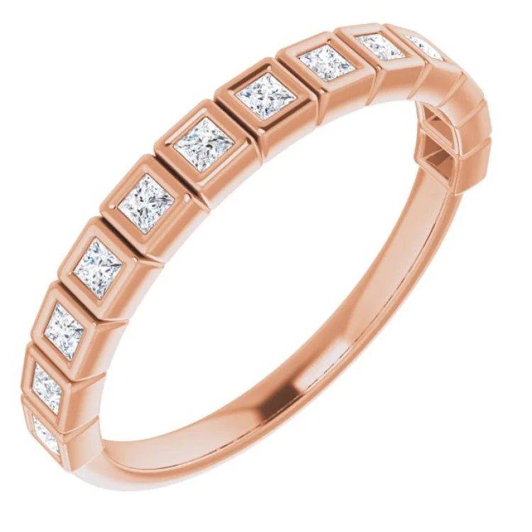 Ladies rings muted tone rings-14K Rose 1/3 CTW Natural Diamond Anniversary Band