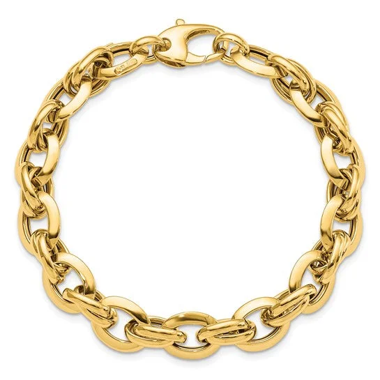 ladies bracelet personalized solitaire-14k Yellow Gold Polished Fancy Link Bracelet