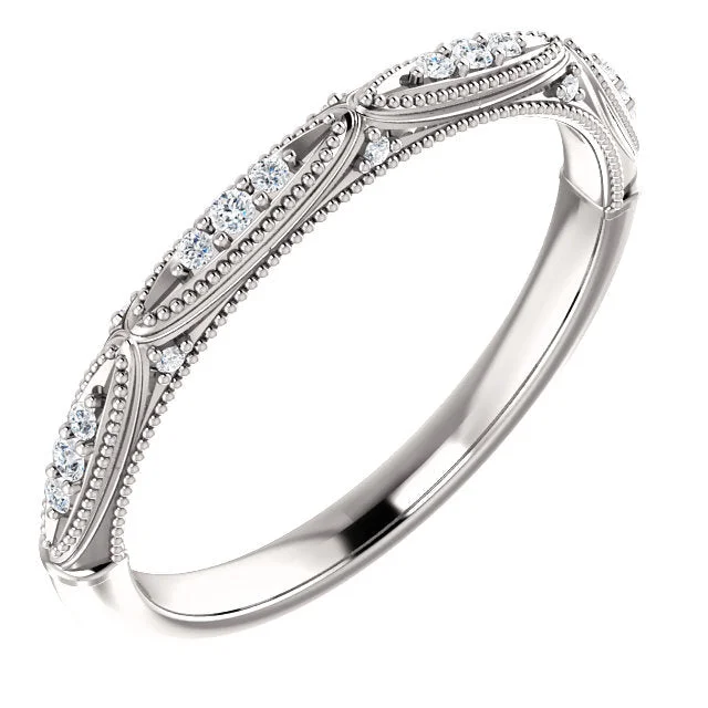 Ladies rings soft curve rings-14K White Gold .08 CTW Diamond Band