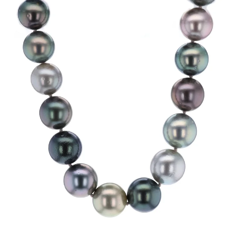 ladies necklace designer initial-12.2-14.2MM Multicolor Pearl Necklace